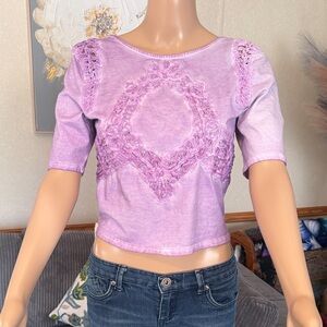 Lavender Crochet-Detail Women's Tee - Lilac